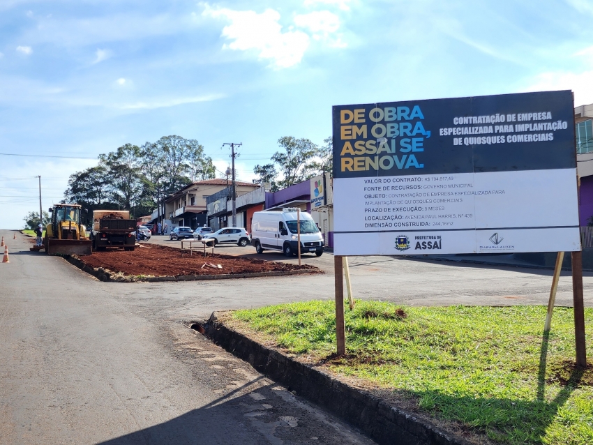 INICIADA A CONSTRUÇÃO DOS QUIOSQUES NA AV. PAUL HARRIS: GERAÇÃO DE RENDA, ENTRETENIMENTO E DESENVOLVIMENTO PARA ASSAÍ!